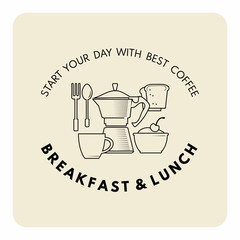 Breakfast and lunch banner for cafe and restaurant. Vector illustration.