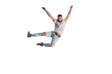 Fototapeta na wymiar Modern boy jumping