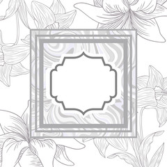victorian with frame and flowers isolated icon