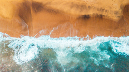 Aerial View of Waves and Beach of Bells Beach Australia