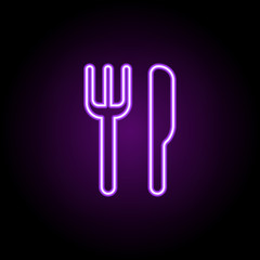 folk and knife icon. Elements of Web in neon style icons. Simple icon for websites, web design, mobile app, info graphics