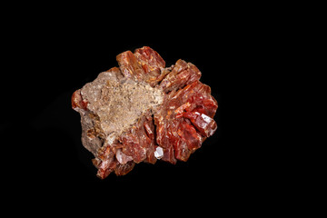 Macro mineral stone Vanadinite on a black background