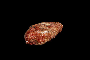 Macro mineral stone Vanadinite on a black background