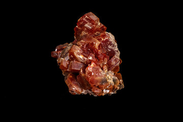 Macro mineral stone Vanadinite on a black background