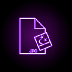 jpg file icon. Elements of Web in neon style icons. Simple icon for websites, web design, mobile app, info graphics