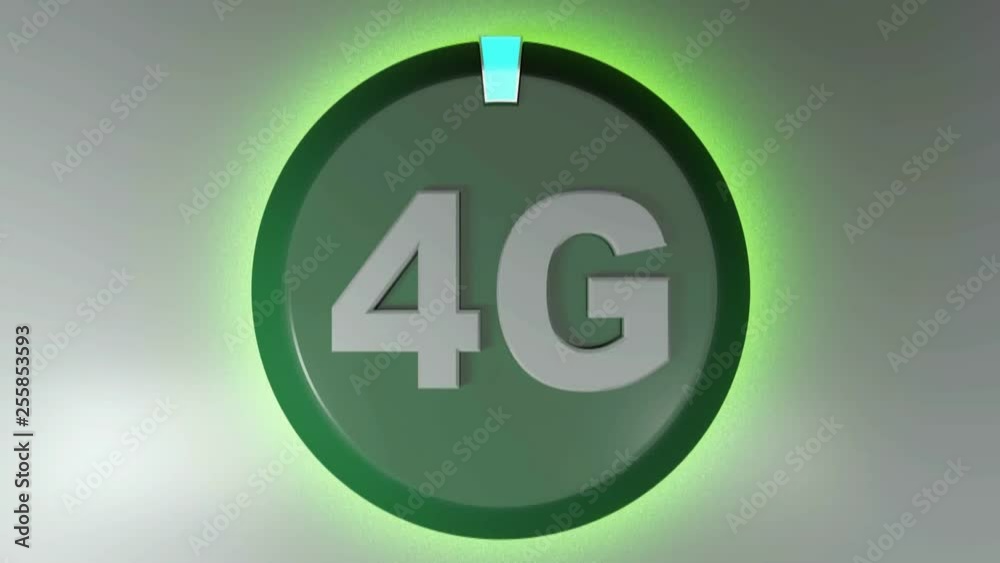 Poster 4g green circle icon with rotating light cursor - 3d rendering animation