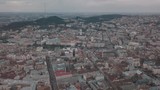 Aerial City Lviv, Ukraine. European City. Popular areas of the town