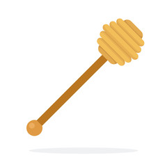 Wooden spoon for honey vector flat material design isolated object on white background.