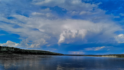 clouds over lake