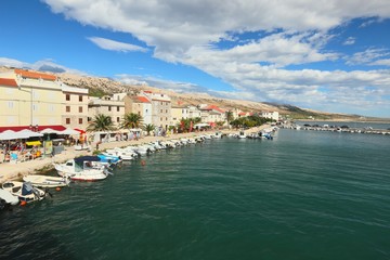 view of the town of Pag, Dalmatia, Croatia