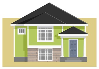 Green Residential House Isolated Background
