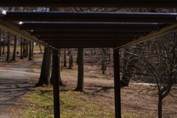 First person view of monkey bars