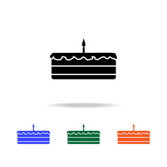 cake with a candle icon. Elements of simple web icon in multi color. Premium quality graphic design icon. Simple icon for websites, web design, mobile app, info graphics