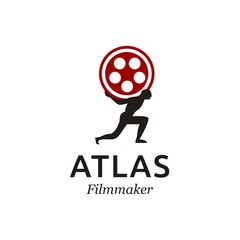 atlas with film movie production logo design
