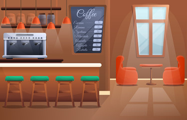 interior of a modern wooden coffee house, vector illustration