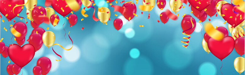 Balloon on a  background. Festive rubber ball filled with helium streamers and balloons ballons,  celebrate background