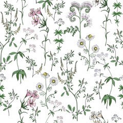 Meadow flowers vector seamless pattern