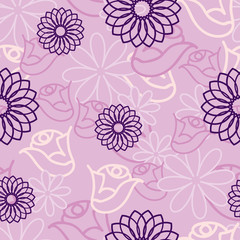Pink Hidden Flower seamless pattern background. 