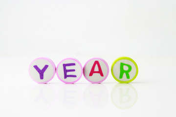 Alphabet printed on the round shape eraser background