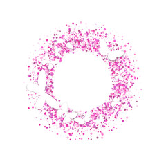 Amazing fly white butterflies on wreath of pink dots on white background. Vector. Set collection. Creative concept for wedding invitations, cards, tickets, congratulations, branding, logo, label.