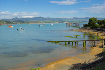 South Island New Zealand fishing village of Moeraki
