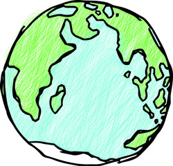 Picture book style Rough sketch of the earth