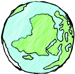 Picture book style Rough sketch of the earth