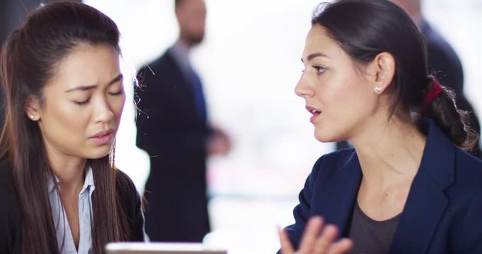 4K 2 Businesswomen in a meeting getting stressed as negotiations break down.