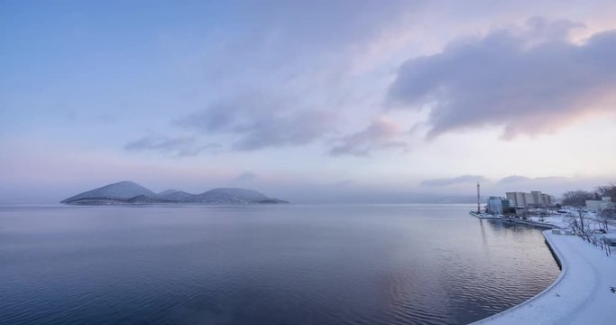Beautiful landscape sunrise scenics in Lake Toya in Shikotsu Toya National Park , Abuta District, Hokkaido, Japan.
