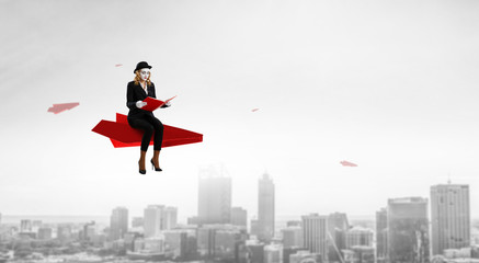 Young woman mime. Mixed media