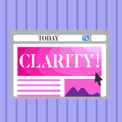 Word writing text Clarity. Business photo showcasing Certainty Precision Purity Comprehensibility Transparency Accuracy Blank Template of Pastel Colorful Website Layout Design for Homepage Format