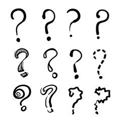 hand drawn doodle question marks vector element