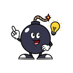 Cartoon Bomb Character With Idea