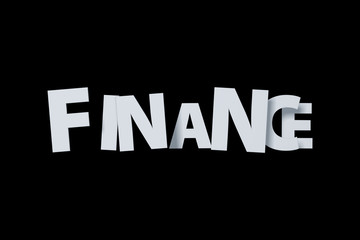 3D Finance Text Letters on Black