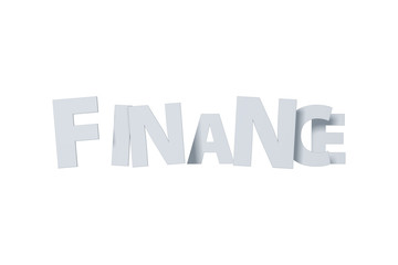 3D Finance Text Letters on White