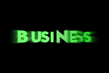 3D Green Business Text Letters on Black