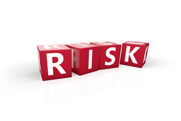 3D Risk Text on Red Boxes