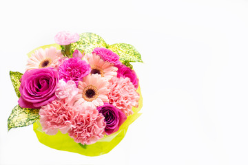 カーネーション・バラ・ガーベラ/ピンク系の母の日の花束