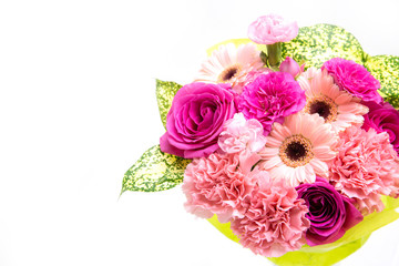 カーネーション・バラ・ガーベラ/ピンク系の母の日の花束