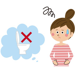 ポップな女性が便秘で困っている
