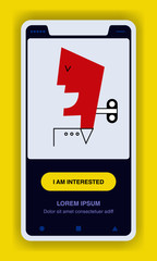 Business man with a wind-up key. Controlling people concept App Template with text box.