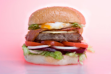 Orange color vegetable and meat mixed bun design