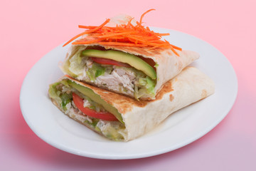 Mixed burger buns and fruits plate