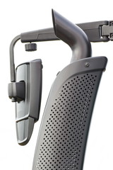 Exhaust pipe of truck or other industrial machine, reduction smoke in transportation concept, white background