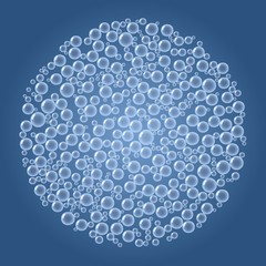 Water circle ball out of blue bubbles