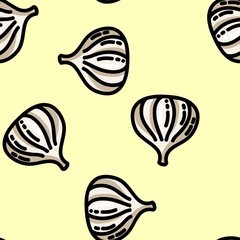 Cute cartoon flat style garlic seamless pattern