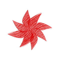 creative red flower art abstract illustration , line scribble
