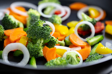 Cooking Fried vegetables in a pan