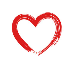 creative red heart art abstract illustration , brush method