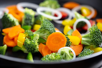 Cooking Fried vegetables in a pan